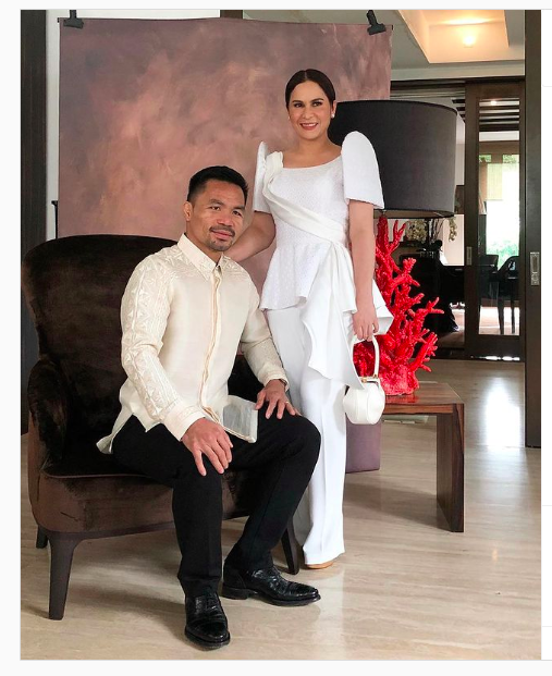 Manny Pacquaio with his wife Jinkee wearing formal dresses for SONA 2108